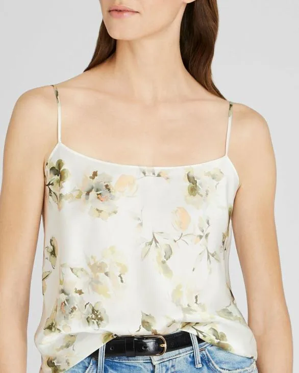 Club Monaco Tops Floral Silk Charmeuse Cami White Base 8211 Women