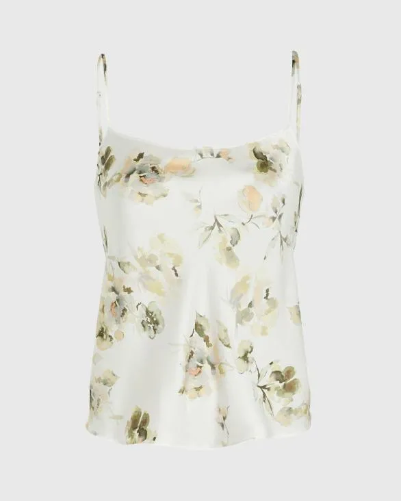 Club Monaco Tops Floral Silk Charmeuse Cami White Base 8211 Women