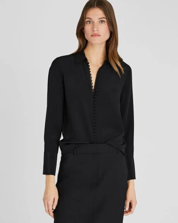 Club Monaco Tops Helek Silk Shirt Black 8211 Women