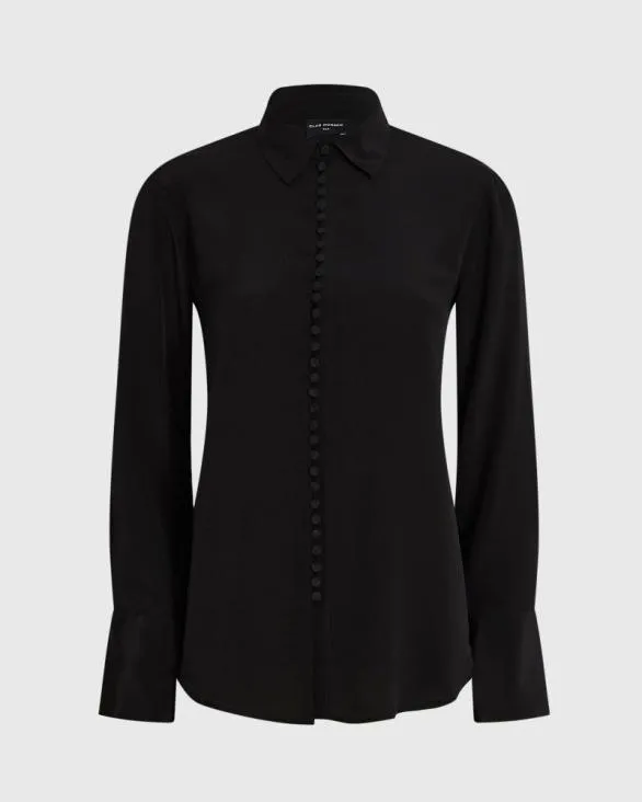 Club Monaco Tops Helek Silk Shirt Black 8211 Women