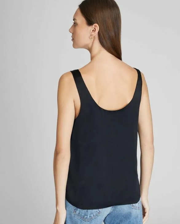 Club Monaco Tops Luxe Silk Scoop Neck Top Black 8211 Women
