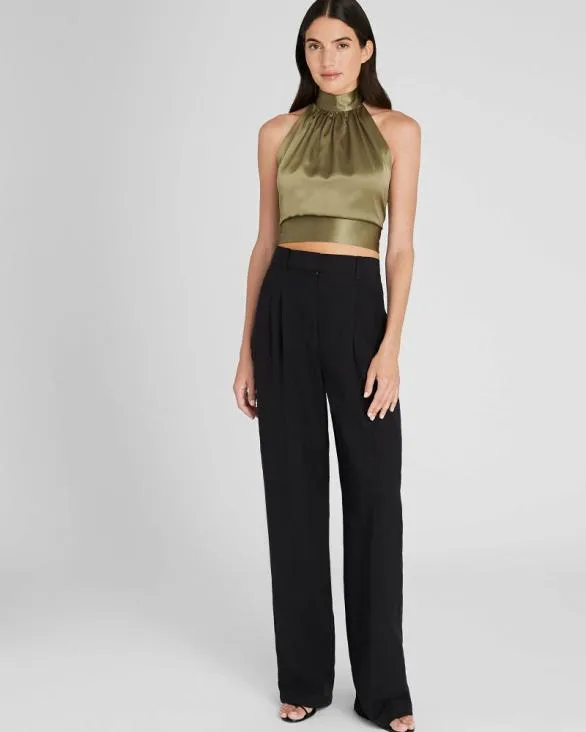 Club Monaco Tops Silk Charmeuse Tie Halter Top Thyme 8211 Women