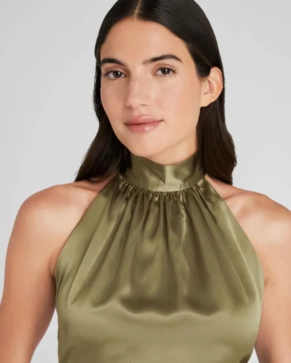 Club Monaco Tops Silk Charmeuse Tie Halter Top Thyme 8211 Women