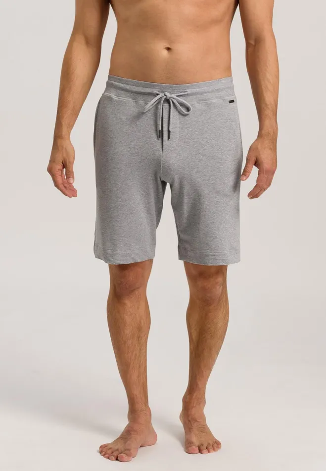 Cotton Drawstring Shorts Grey Melange Men HANRO Bottoms