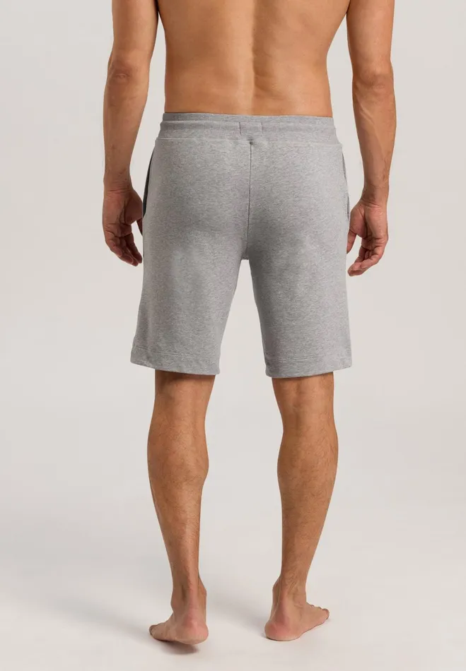 Cotton Drawstring Shorts Grey Melange Men HANRO Bottoms