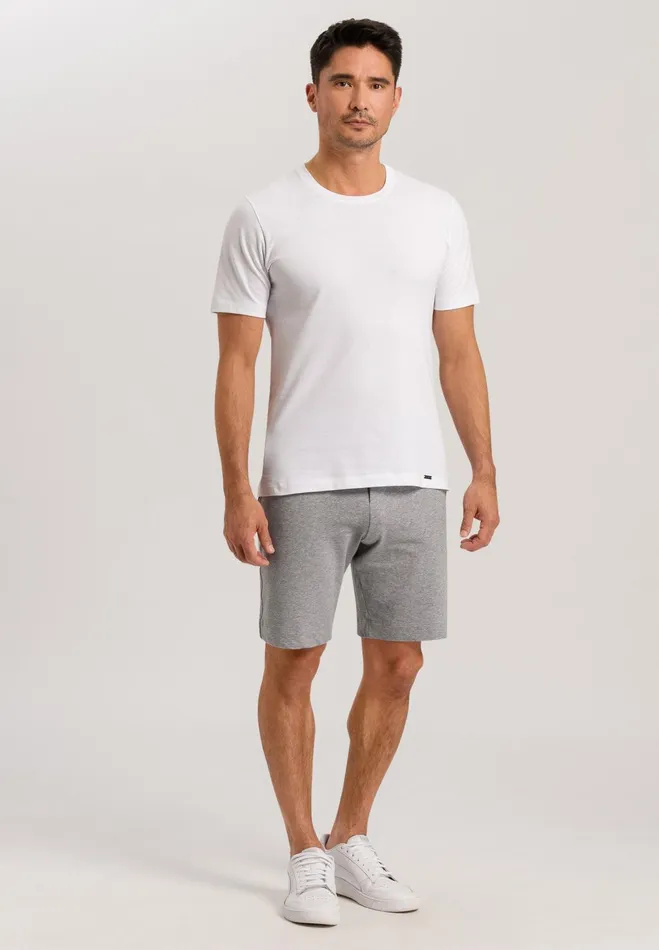 Cotton Drawstring Shorts Grey Melange Men HANRO Bottoms
