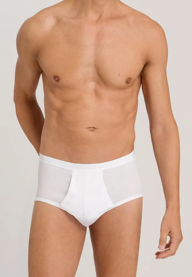 Cotton Full Brief With Fly White Men HANRO Briefs