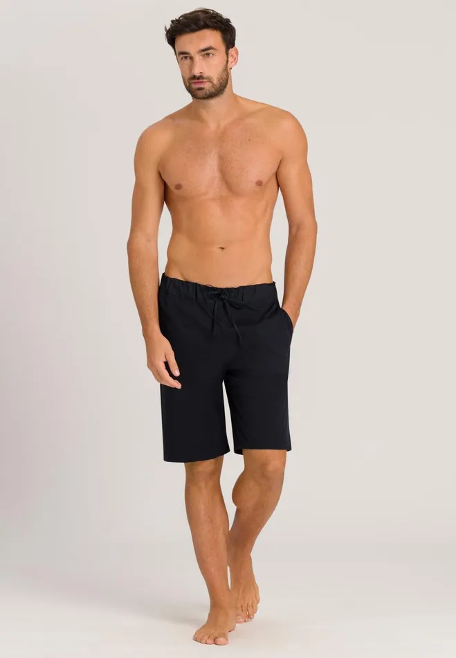 Cotton Knit Drawstring Shorts Black Men HANRO Bottoms