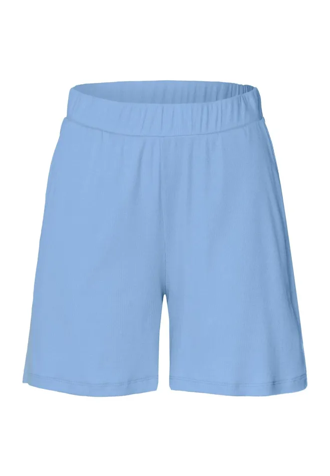 Cotton Rib Shorts Bay Blue Women HANRO Pajama Bottoms