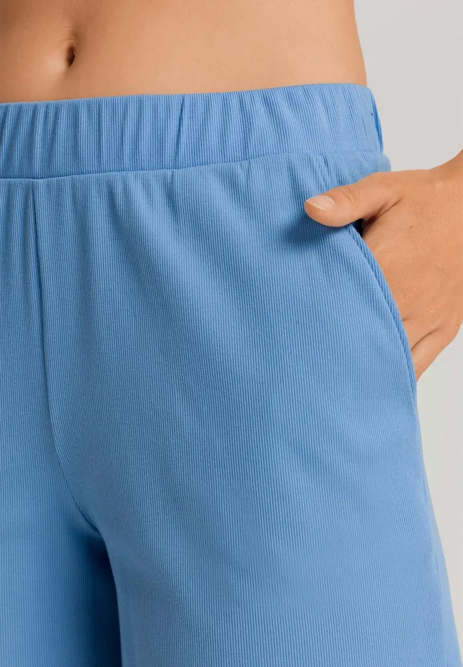 Cotton Rib Shorts Bay Blue Women HANRO Pajama Bottoms