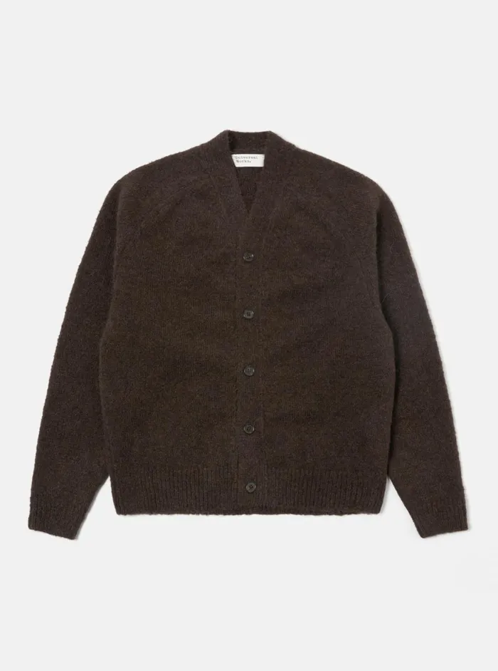 David Cardigan In Brown Alpaca Knit Men Universal Works Cardigans