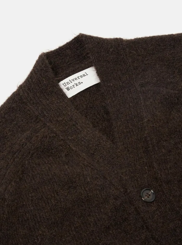 David Cardigan In Brown Alpaca Knit Men Universal Works Cardigans