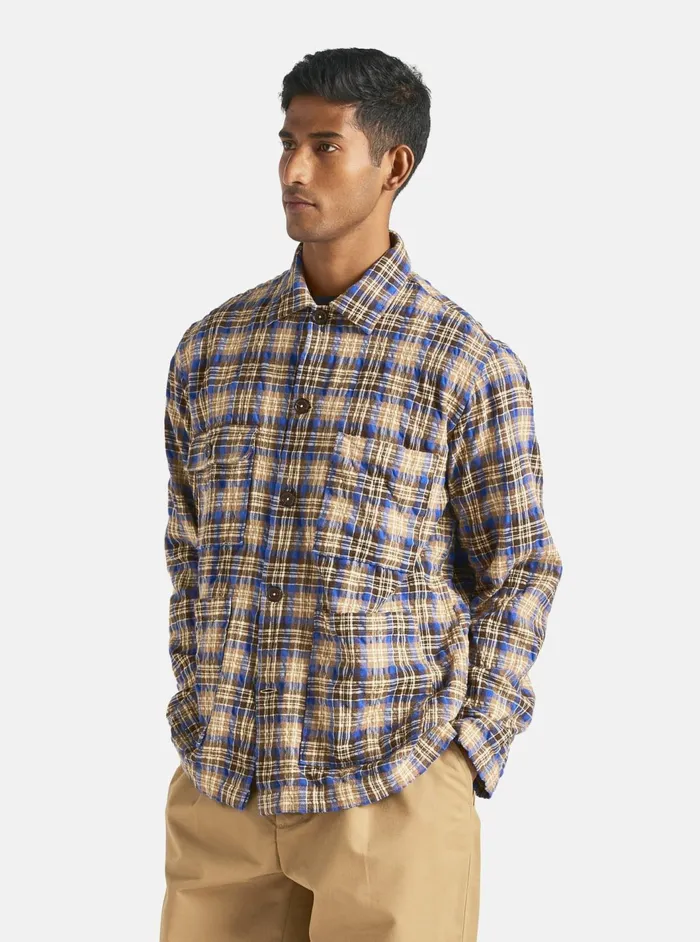 Dockside Jacket In BlueSand Cowboy Check Men Universal Works Overshirts