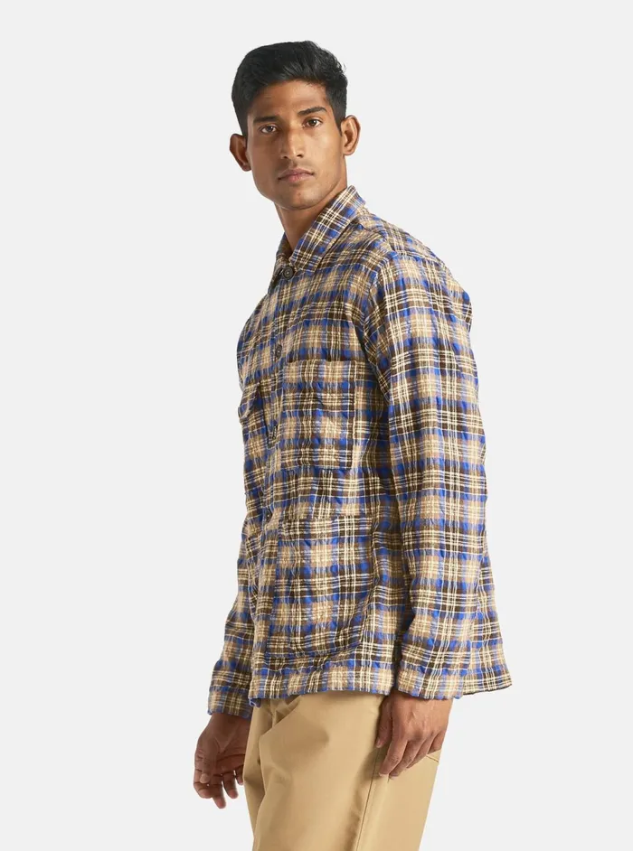 Dockside Jacket In BlueSand Cowboy Check Men Universal Works Overshirts