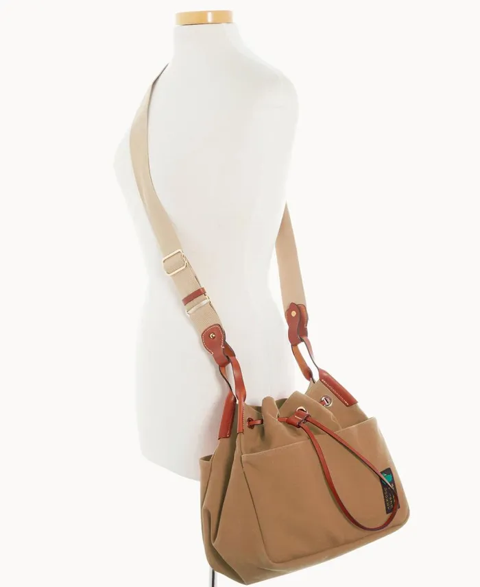 Dooney and Bourke Crossbodies Canvas Drawstring 30 Beige 8211 WomenMen