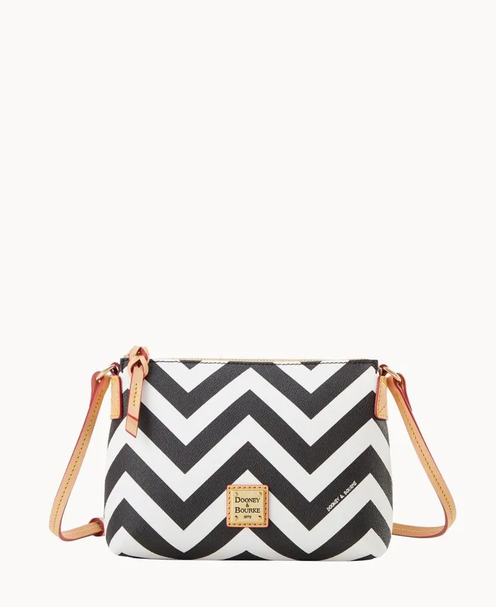 Dooney and Bourke Crossbodies Chevron Crossbody Pouchette Black 8211 WomenMen