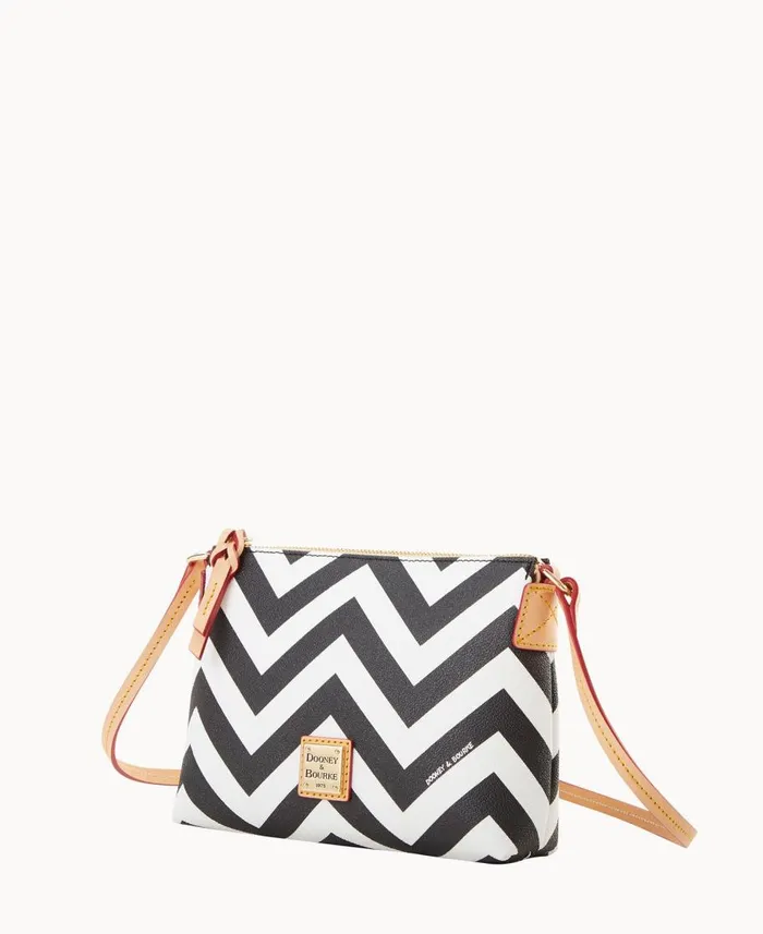 Dooney and Bourke Crossbodies Chevron Crossbody Pouchette Black 8211 WomenMen