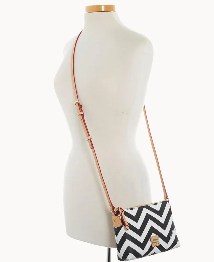 Dooney and Bourke Crossbodies Chevron Crossbody Pouchette Black 8211 WomenMen