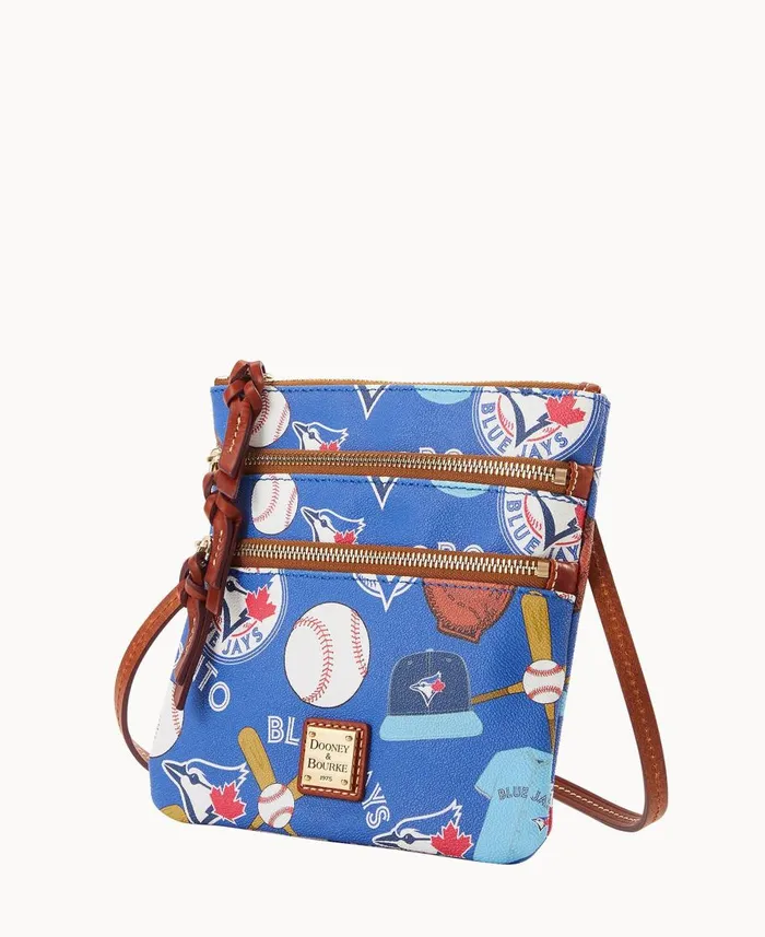 Dooney and Bourke Crossbodies MLB Blue Jays N S Triple Zip Crossbody Blue Jays 8211 WomenMen