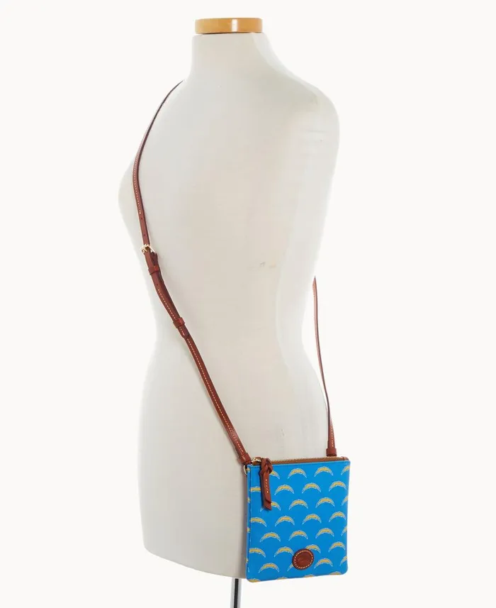Dooney and Bourke Crossbodies NFL Chargers Small North South Top Zip Crossbody Chargers 8211 WomenMen