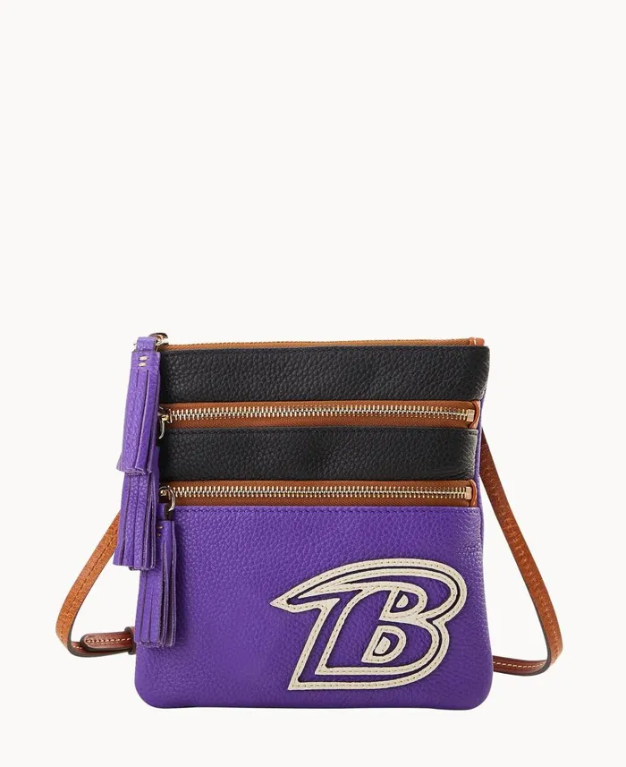 Dooney and Bourke Crossbodies NFL Ravens Triple Zip Crossbody Ravens 8211 WomenMen Dooney and Bourke Crossbodies NFL Ravens Triple Zip Crossbody Ravens 8211 WomenMen