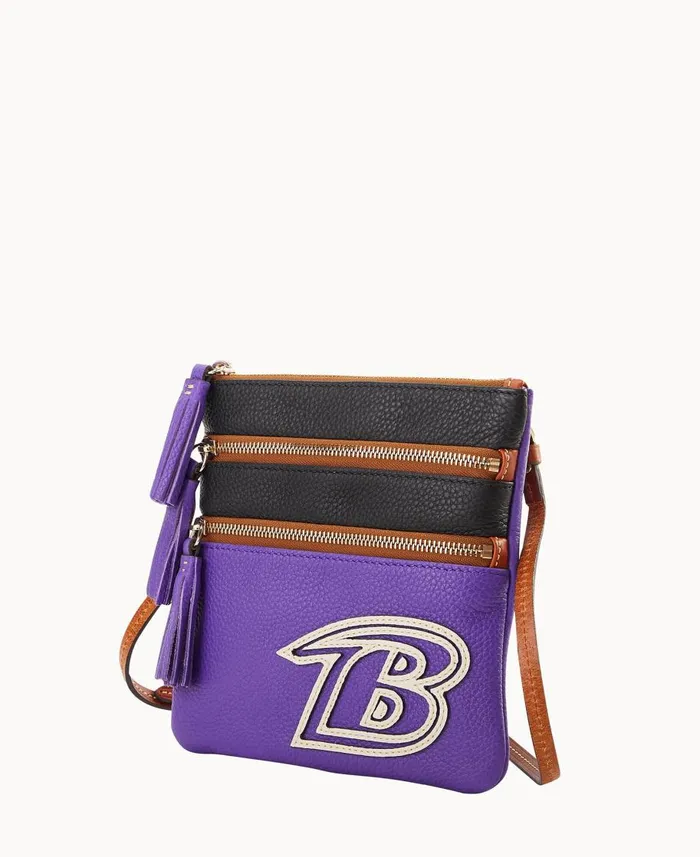 Dooney and Bourke Crossbodies NFL Ravens Triple Zip Crossbody Ravens 8211 WomenMen Dooney and Bourke Crossbodies NFL Ravens Triple Zip Crossbody Ravens 8211 WomenMen