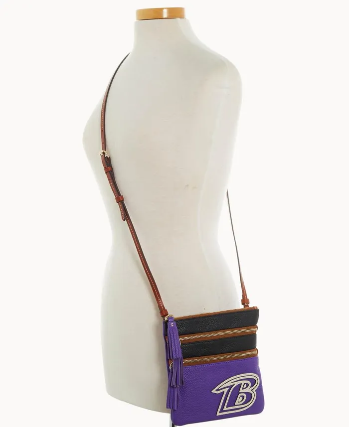 Dooney and Bourke Crossbodies NFL Ravens Triple Zip Crossbody Ravens 8211 WomenMen Dooney and Bourke Crossbodies NFL Ravens Triple Zip Crossbody Ravens 8211 WomenMen