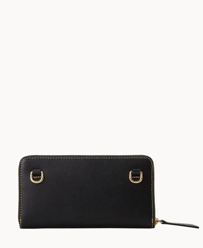 Dooney and Bourke Crossbodies Saffiano Large Zip Around Wristlet Crossbody Black 8211 WomenMen Dooney and Bourke Crossbodies Saffiano Large Zip Around Wristlet Crossbody Black 8211 WomenMen