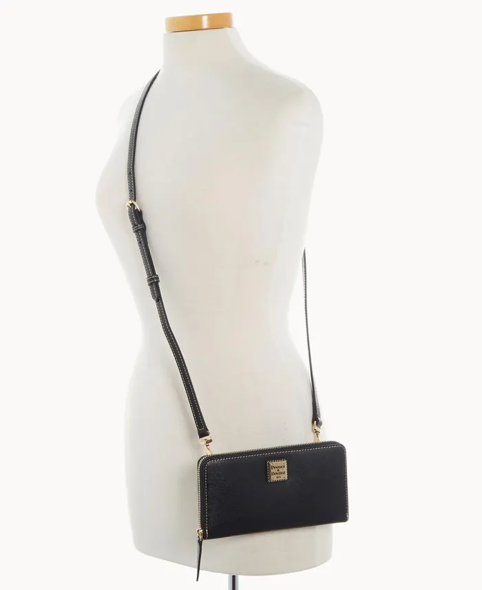 Dooney and Bourke Crossbodies Saffiano Large Zip Around Wristlet Crossbody Black 8211 WomenMen Dooney and Bourke Crossbodies Saffiano Large Zip Around Wristlet Crossbody Black 8211 WomenMen