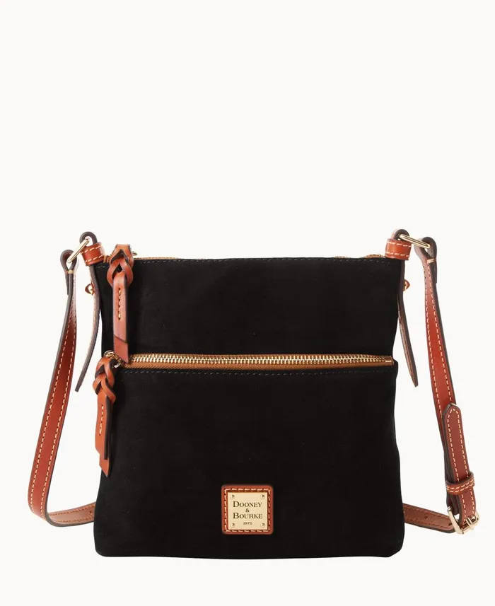 Dooney and Bourke Crossbodies Suede Letter Carrier Black 8211 WomenMen