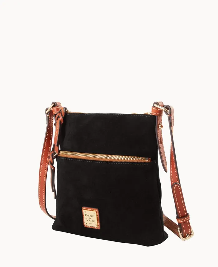 Dooney and Bourke Crossbodies Suede Letter Carrier Black 8211 WomenMen