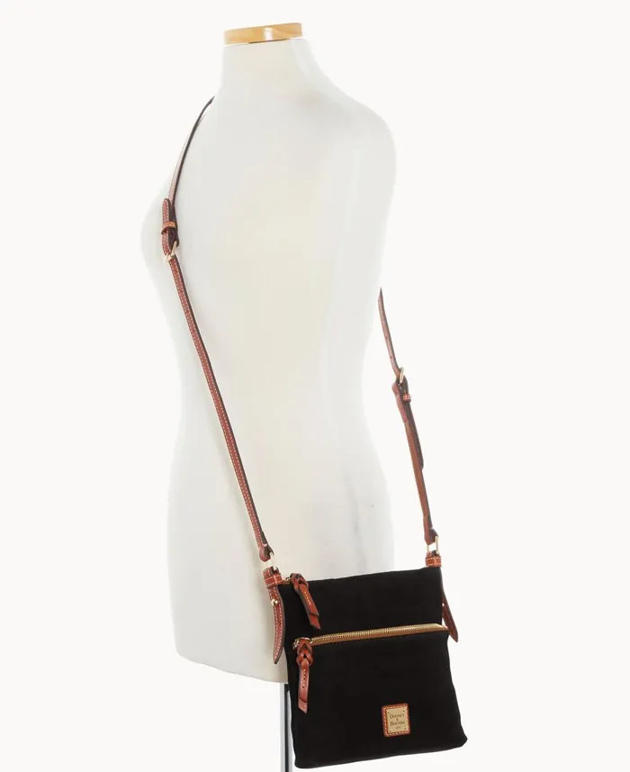 Dooney and Bourke Crossbodies Suede Letter Carrier Black 8211 WomenMen