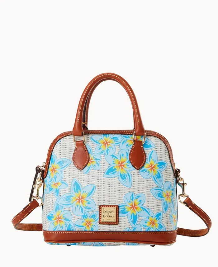 Dooney and Bourke Satchels Plumeria Satchel Sky Blue White 8211 WomenMen