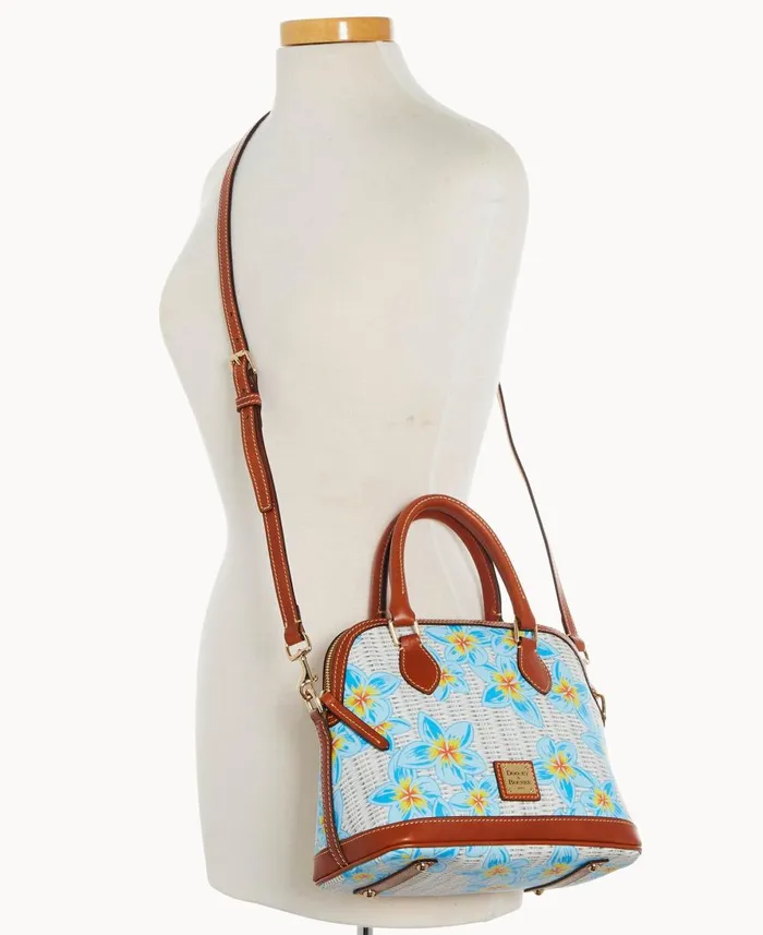 Dooney and Bourke Satchels Plumeria Satchel Sky Blue White 8211 WomenMen