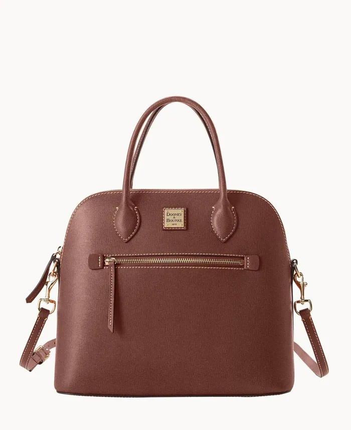 Dooney and Bourke Satchels Saffiano Large Domed Satchel Amber 8211 WomenMen