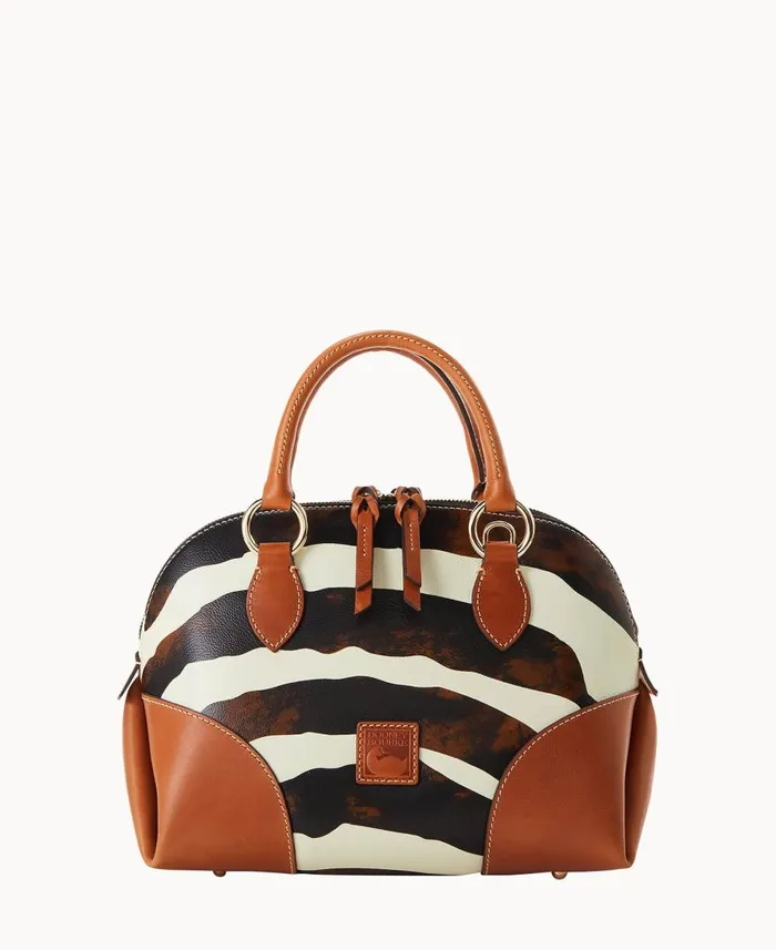 Dooney and Bourke Satchels Zebra Leather Domed Satchel Zebra 8211 WomenMen