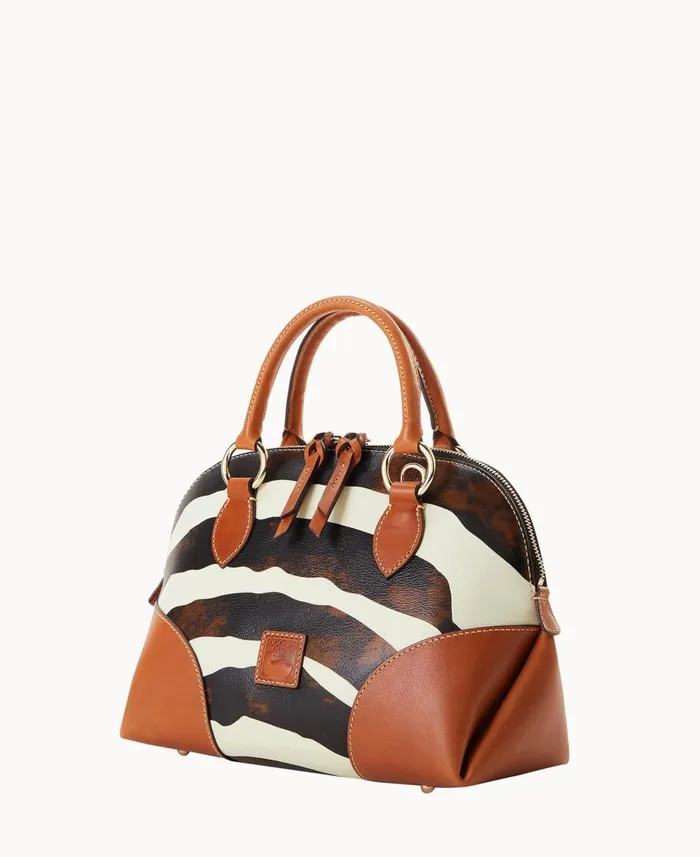 Dooney and Bourke Satchels Zebra Leather Domed Satchel Zebra 8211 WomenMen