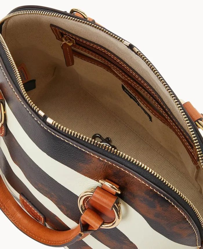 Dooney and Bourke Satchels Zebra Leather Domed Satchel Zebra 8211 WomenMen