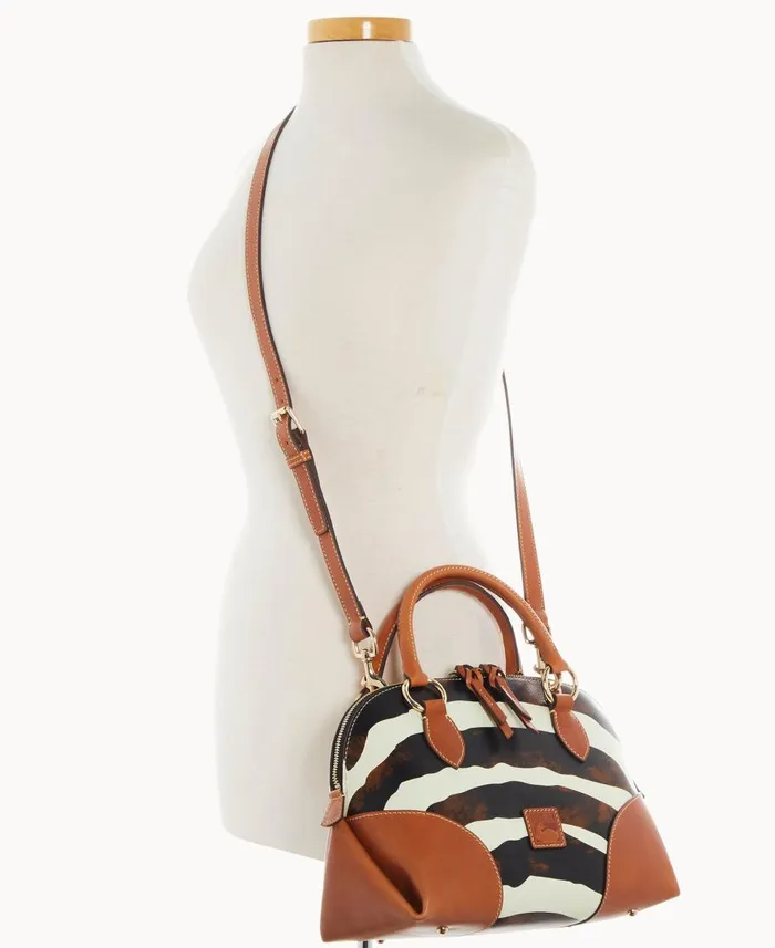Dooney and Bourke Satchels Zebra Leather Domed Satchel Zebra 8211 WomenMen