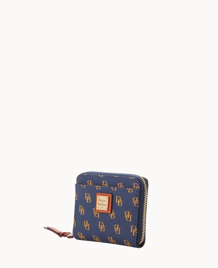 Dooney and Bourke Wallets Gretta Small Zip Around Wallet Navy 8211 WomenMen