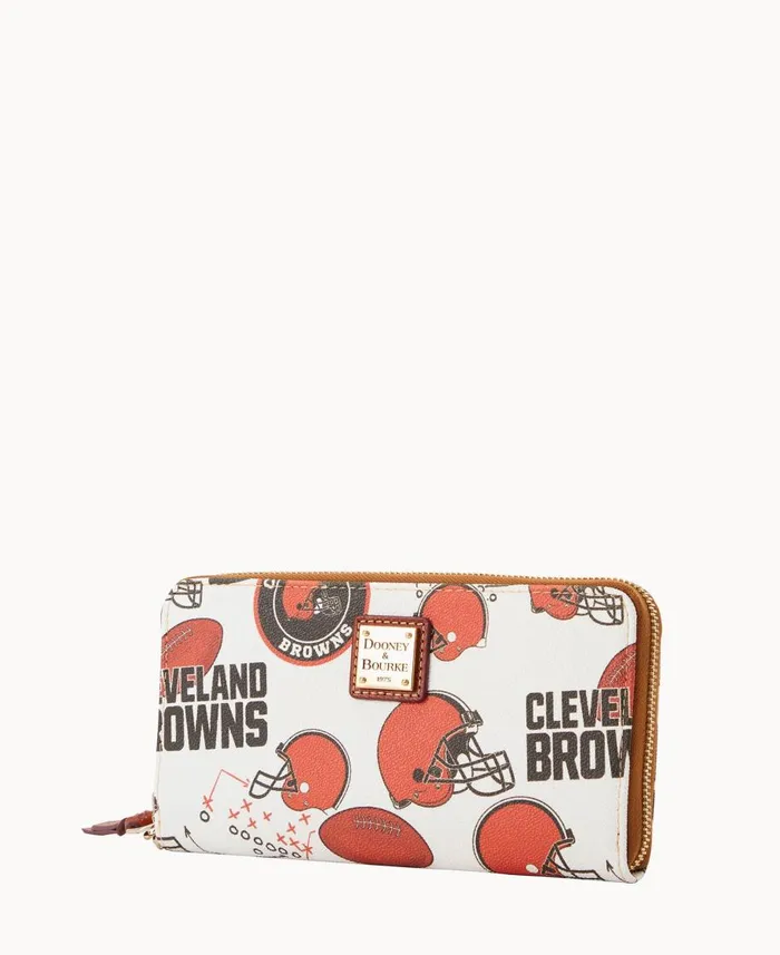 Dooney and Bourke Wallets NFL Browns Large Zip Around Wristlet Browns 8211 WomenMen