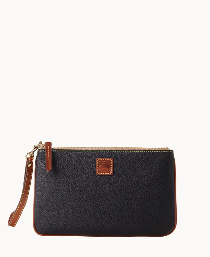 Dooney and Bourke Wallets Pebble Grain Large Wristlet Black 8211 WomenMen