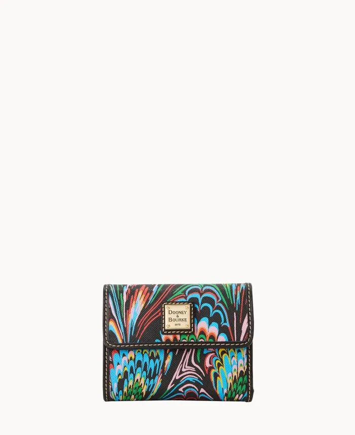 Dooney and Bourke Wallets Plumes Small Flap Wallet Black 8211 WomenMen