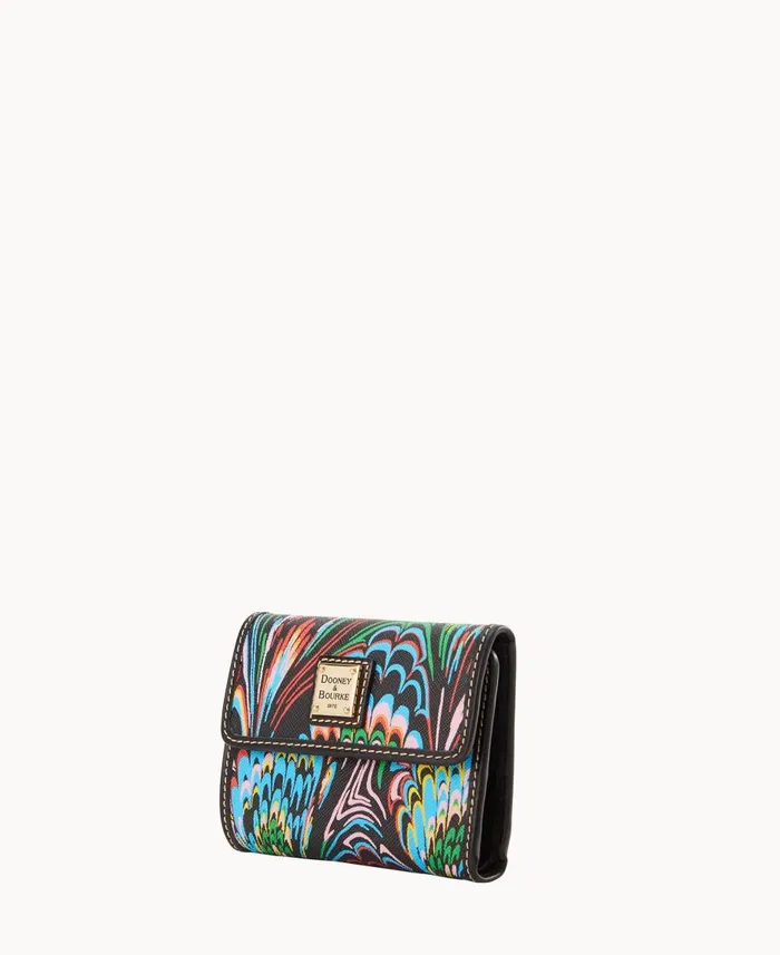 Dooney and Bourke Wallets Plumes Small Flap Wallet Black 8211 WomenMen