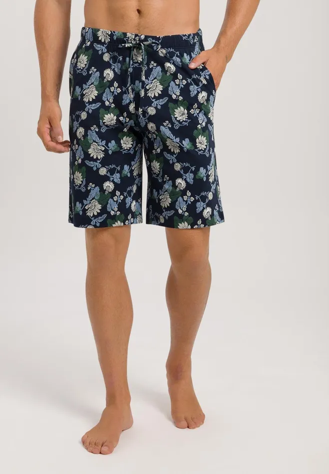 Drawstring Cotton Shorts Fine Lined Print Men HANRO Pajama Bottoms