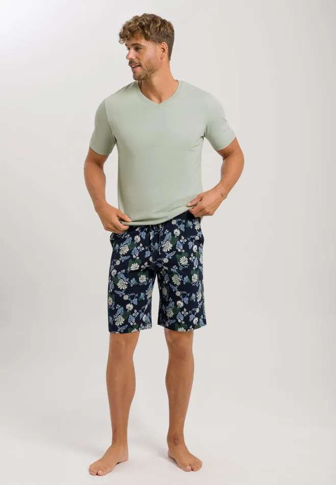 Drawstring Cotton Shorts Fine Lined Print Men HANRO Pajama Bottoms