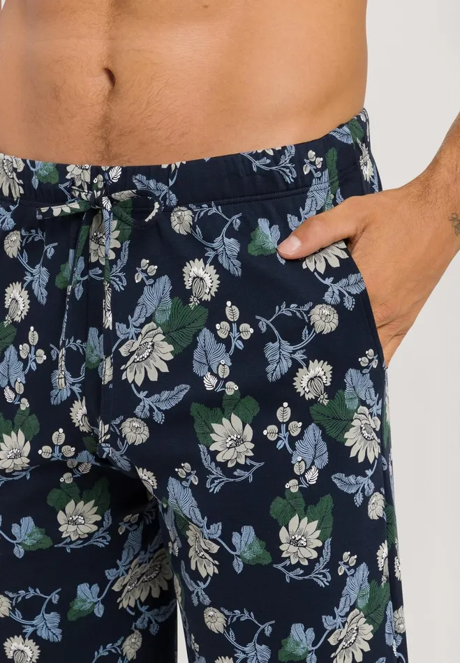 Drawstring Cotton Shorts Fine Lined Print Men HANRO Pajama Bottoms