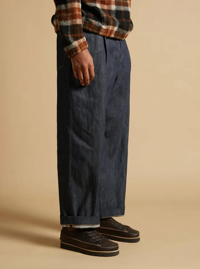 Duke Pant In Indigo 13oz Selvedge Denim Men Universal Works Trousers