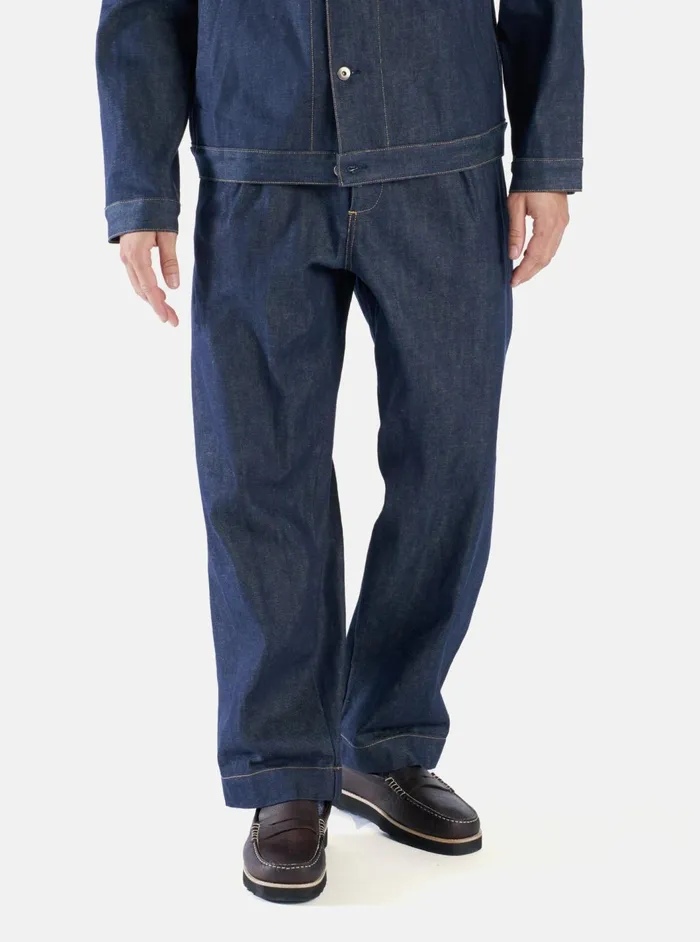 Duke Pant In Indigo 13oz Selvedge Denim Men Universal Works Trousers