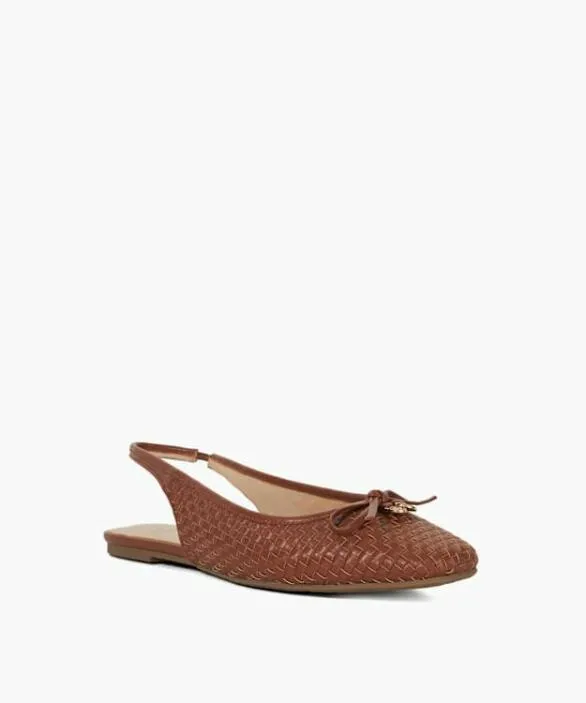Dune London Ballet Pumps Women Harrias Tan Textured Sling Back Ballet Flats Brown